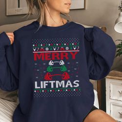 merry liftmas christmas jumper sweater sweatshirt, funny fitness workout christmas sweater sweatshirt, funny ugly weight