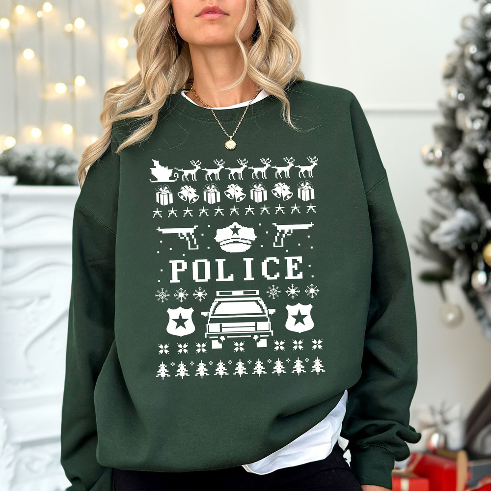 Police Officer Christmas Sweatshirt, Police Ugly Christmas Sweater, Funny Police Office Holiday Shirt, Police Navidad, Police Officer Gift.jpg