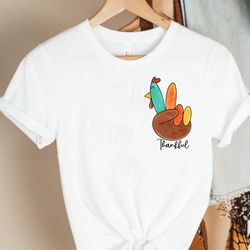 thankful sweatshirt, thanksgiving day shirt, fall shirt, autumn shirt, peace sign turkey shirt, turkey sweatshirt, cute