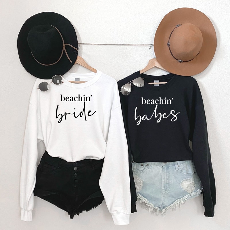 Beach Bachelorette Sweatshirt, Beachin Bride, Beachin Babes, Bachelorette Party Shirts, Bridesmaid Shirt, Bridal Party Shirt, Gift for Bride.jpg