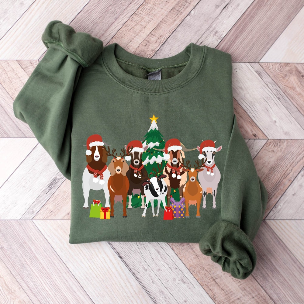 Christmas Goats Sweatshirt, Farm Animal Christmas Sweatshirt, Country Christmas Sweatshirt, Cute Holiday Shirt, Family Christmas Sweater.jpg