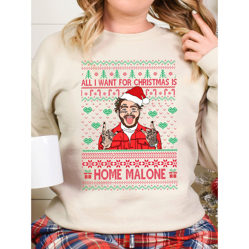 Home Malone Shirt, Post Malone Christmas Shirt, Home Malone Christmas Sweater, Post Malone Ugly Christmas Sweater, Post Malone Sweatshirt.jpg