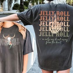 jelly i'm only one drink away from the devil graphic shirt, backroad baptism tour 2023, backroad baptism jelly roll gift
