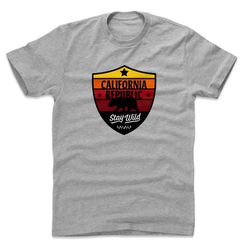 california men's cotton t-shirt - california lifestyle california republic badge wht