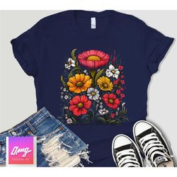 wildflower tshirt, wild flowers shirt, floral tshirt, flower shirt, gift for women, ladies shirts, best friend gift, shi