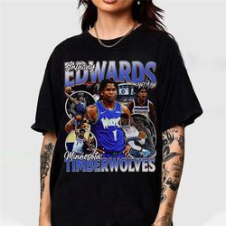vintage anthony edwards shirt, vintage 90s basketball bootleg style t-shirt, anthony edwards tee, retro basketball shirt