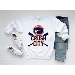 vintage houston baseball crush city unisex white sweatshirt, houston baseball team retro 90s shirt, baseball retro sweat