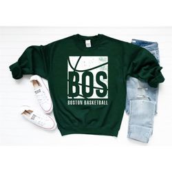 vintage boston basketball team retro forest green sweatshirt, boston basketball retro shirt, boston sports shirt, basket