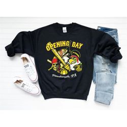 pittsburgh baseball opening day vintage black sweatshirt, pittsburgh baseball team retro shirt, american baseball retro