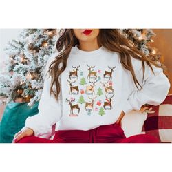 christmas reindeer sweatshirt, family christmas reindeer matching shirt, family christmas pajama matching top, christmas