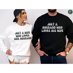 matching husband and wife sweatshirt, wedding crewneck, matching couple sweatshirts, honeymoon shirts, bride crewneck, w