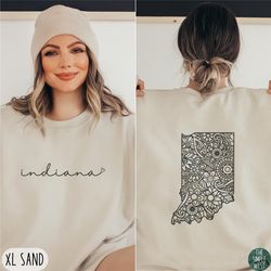 indiana sweatshirt | floral indiana crewneck pullover | womens indiana home state sweater | cute indiana sweatshirt | ne