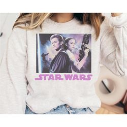 retro disney star wars shirt | padme & anakin skywalker portrait retro 1977 t-shirt | galaxy's edge | star wars day tee