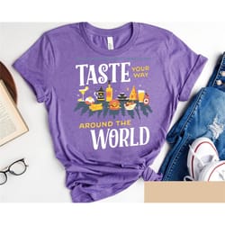 retro taste your way around world shirt | disney epcot food and wine festival 2023 t-shirt | disneyland family matching