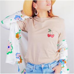 cherry heart t-shirt, pocket design, cherry lover shirt, valentines day cherry shirt, funny valentines day shirt, couple
