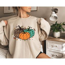 pumpkins shirt, cute leopard pumpkin fall tee, cozy thanksgiving shirt, family thanksgiving shirt, fall lover tshirt, cu