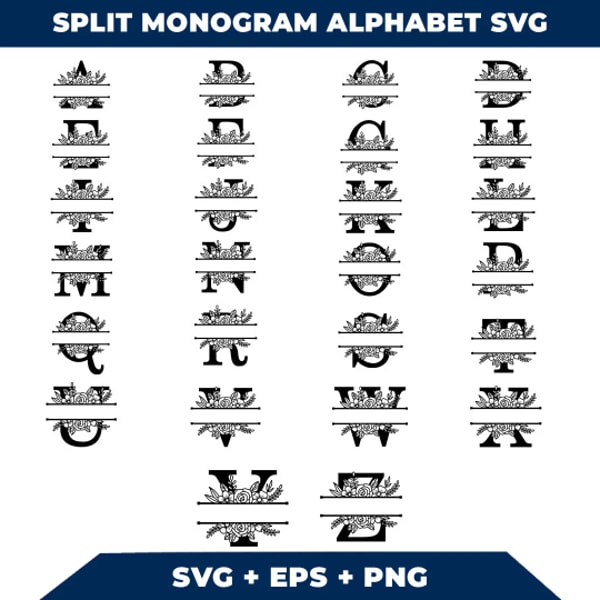 Split Alphabet Monogram R Split Monogram Alphabet SVG DXF PNG Split Monogram Frame Alp - Inspire ...