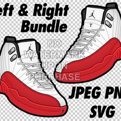 air jordan 12 cherry in jpeg png svg digital sneaker art