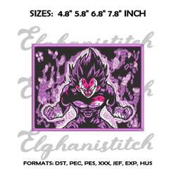 vegeta ultra ego form embroidery design file.dragon ball anime embroidery design/ machine embroidery pattern.
