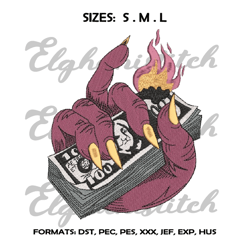 cash money embroidery design file pes, maney embroidery design, machine enmbroidery design