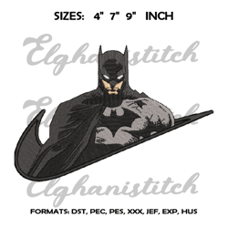 nikebatman embroidery design file/ batman anime embroidery design.machine design pes dst. nike swoosh batman embroidery