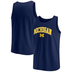 michigan wolverines fanatics branded block arch tank top - navy