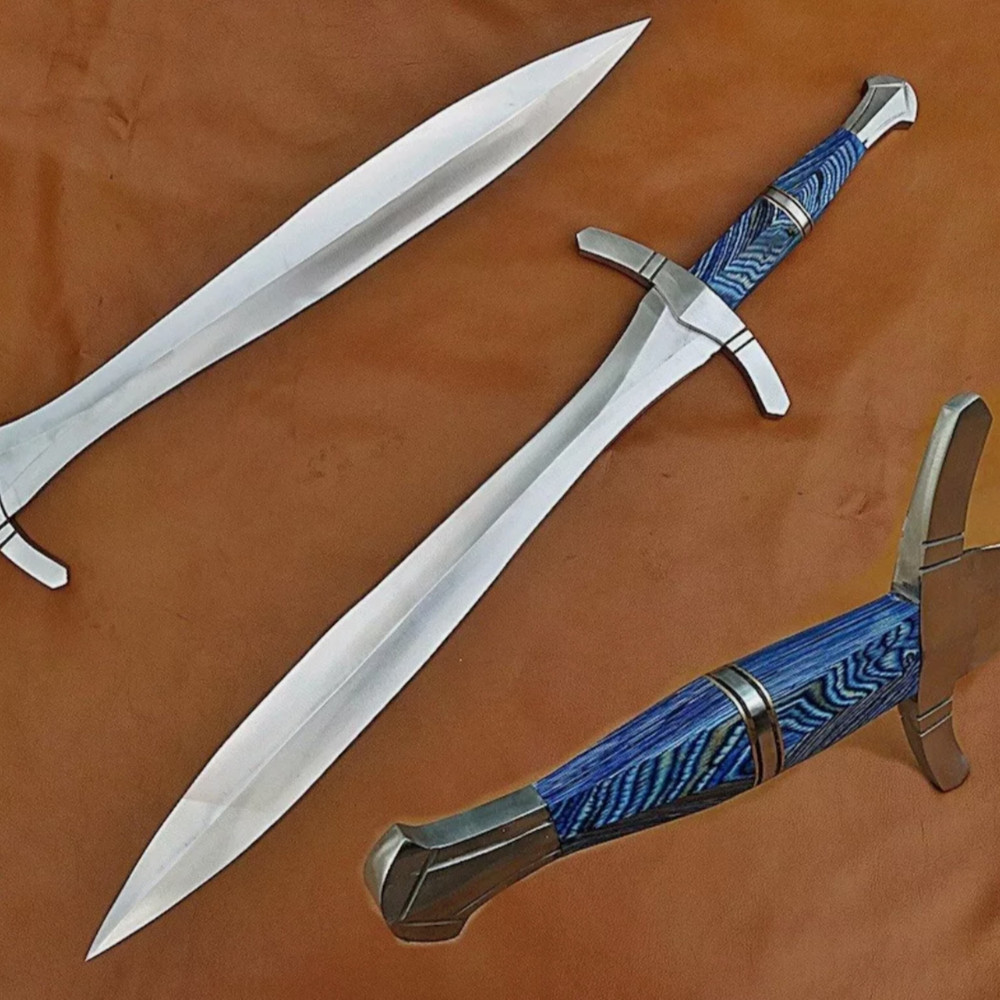 Custom Handmade Carbon Steel Blade Celtic Leaf Sword  Hunting Sword Camping 3