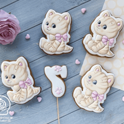 Kitten cookie cutters Cute Cat cookie cutters Custom stamp for cake topper sugar cookies polimer clay cookie stamp