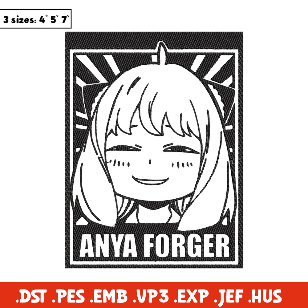 Anya poster Embroidery Design, Spy x family Embroidery, Embroidery File, Anime Embroidery, Anime shirt,Digital download.jpg