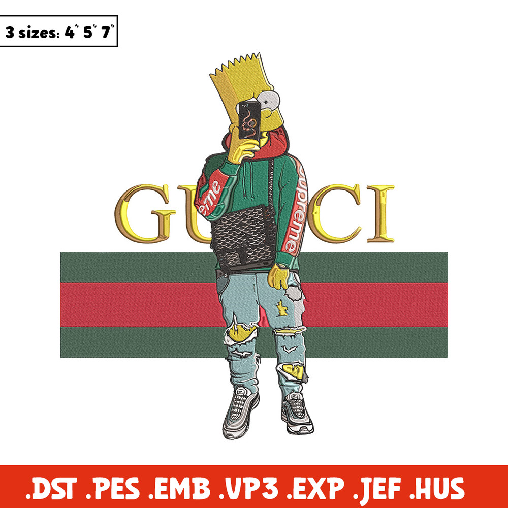 Bart Simpson Embroidery Design, Simpson Embroidery, Embroidery File, Anime Embroidery, Gucci shirt, Digital download.jpg