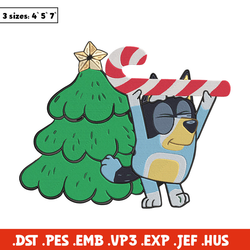 Bluey chrismas Embroidery Design, Bluey Embroidery, Embroidery File, Chrismas Embroidery, Anime shirt, Digital download.jpg