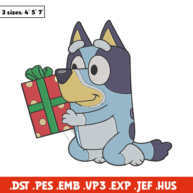 Bluey gift Embroidery Design, Bluey Embroidery, Embroidery File, Chrismas Embroidery, Anime shirt, Digital download.jpg