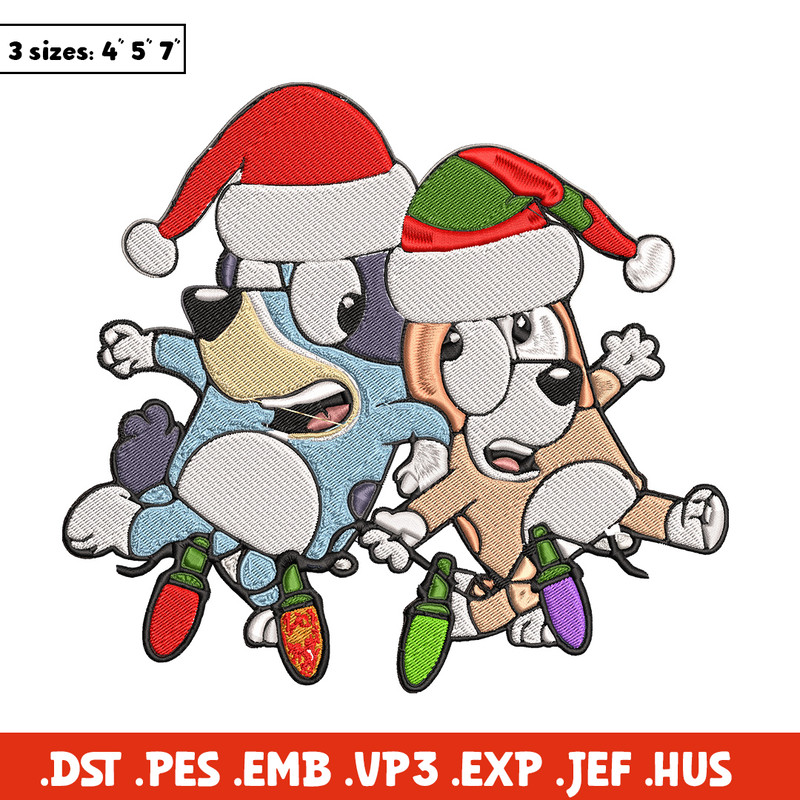 Bluey x Bingo Embroidery Design, Bluey Embroidery, Embroidery File, Chrismas Embroidery, Anime shirt, Digital download..jpg
