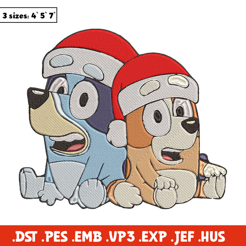 Bluey x Bingo Embroidery Design, Bluey Embroidery, Embroidery File, Chrismas Embroidery, Anime shirt, Digital download.jpg