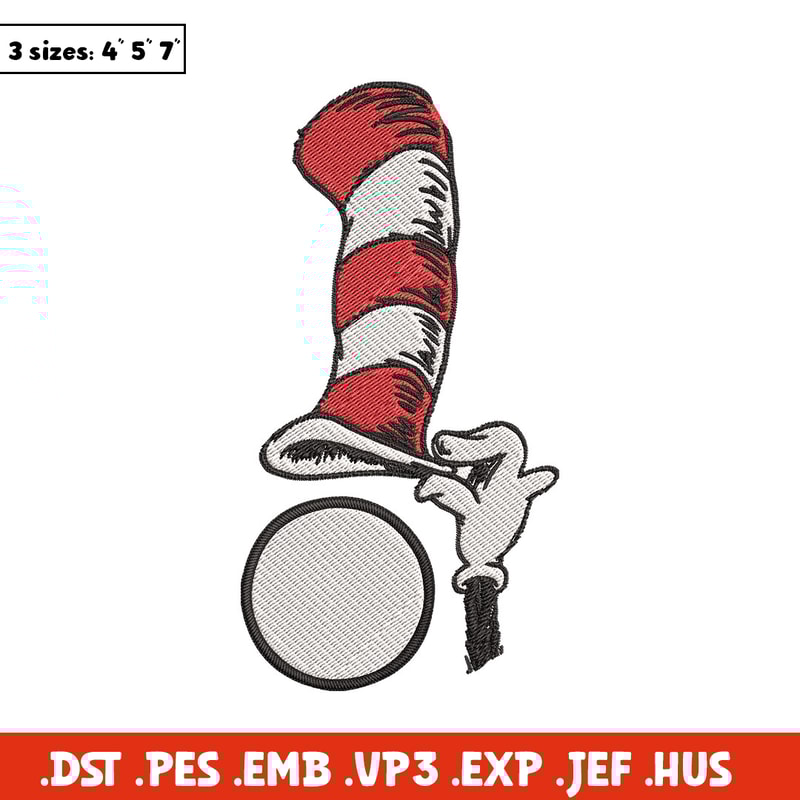 Cat In The Hat Embroidery Design, Cat In The Hat Embroidery, Embroidery File, logo shirt, Digital download.jpg