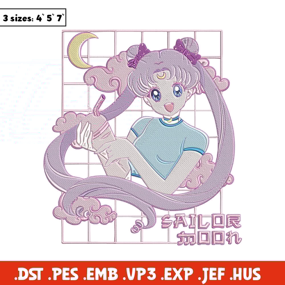 Chibi moon Embroidery Design, Sailor moon Embroidery, Embroidery File, Anime Embroidery, Anime shirt, Digital download.jpg