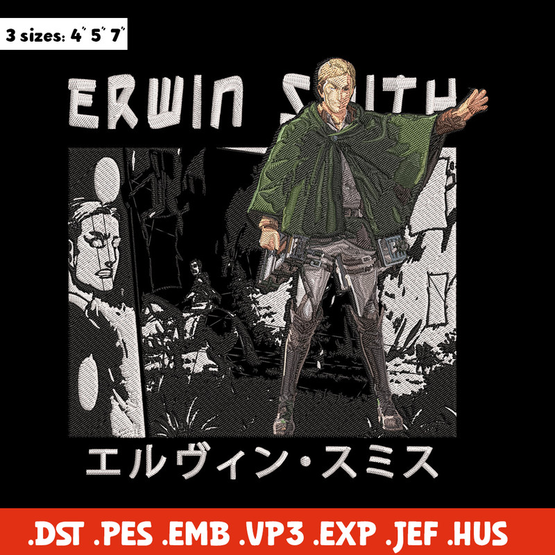 Erwin Smith Embroidery Design, Aot Embroidery, Embroidery File, Anime Embroidery, Anime shirt, Digital download.jpg
