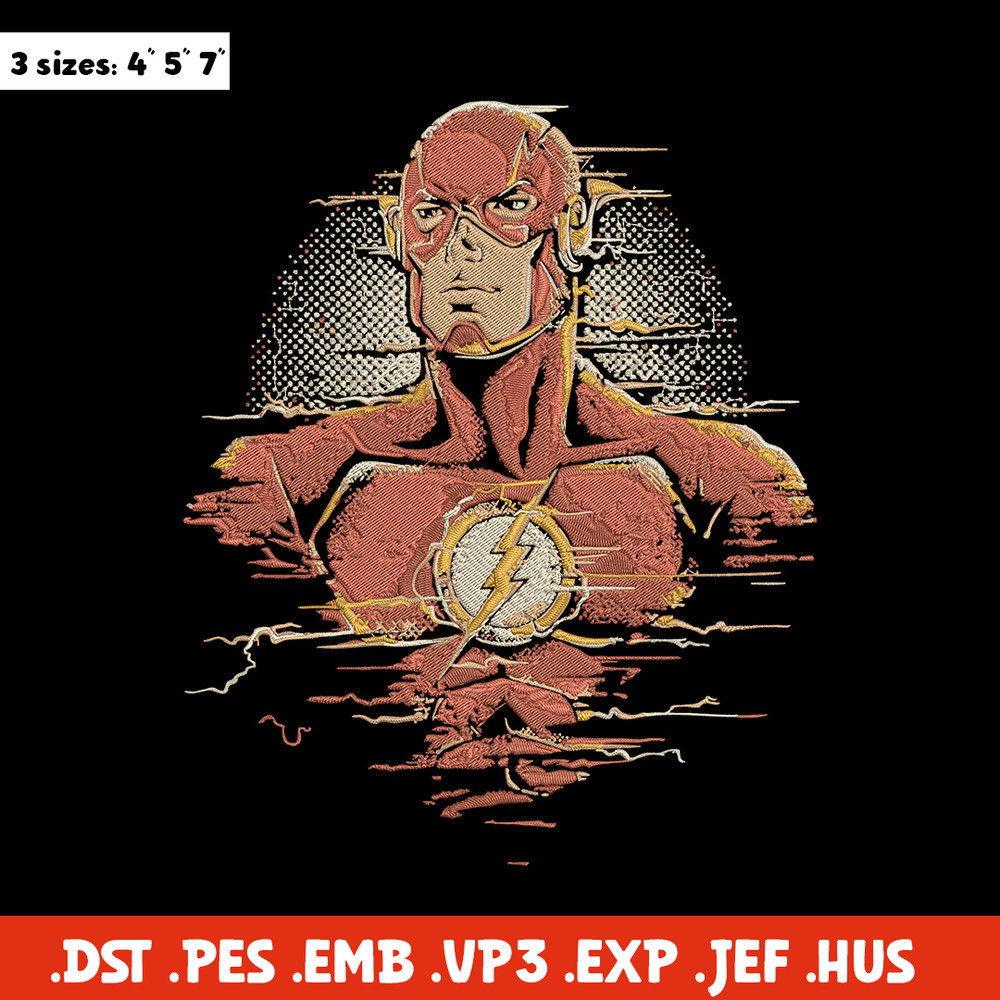 Flash poster Embroidery Design, DC comics Embroidery, Embroidery File, Anime Embroidery, Anime shirt, Digital download.jpg