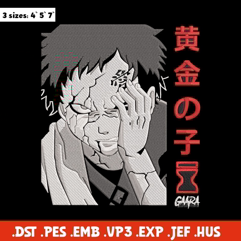 Gaara poster Embroidery Design, Naruto Embroidery, Embroidery File, Anime Embroidery, Anime shirt, Digital download..jpg