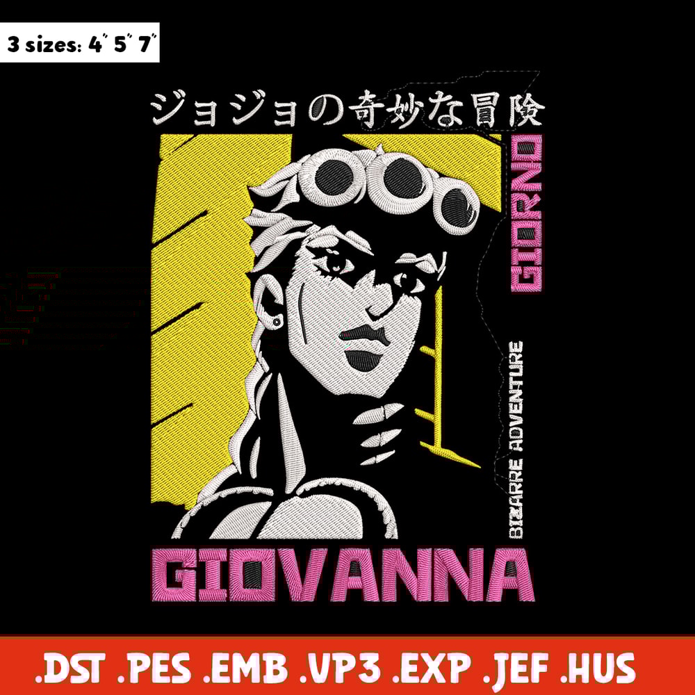 Giovanna poster Embroidery Design, Jojo Embroidery, Embroidery File, Anime Embroidery, Anime shirt, Digital download.jpg