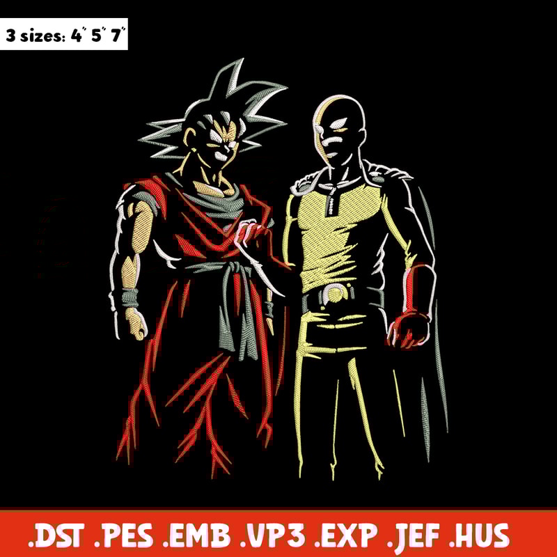 Goku x Saitama Embroidery Design, Dragonball Embroidery,Embroidery File, Anime Embroidery, Anime shirt, Digital download.jpg