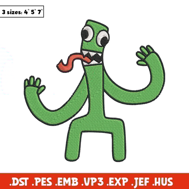 Green Rainbow Embroidery Design, Rainbow Friends Embroidery, Embroidery File, Anime Embroidery, Digital download..jpg