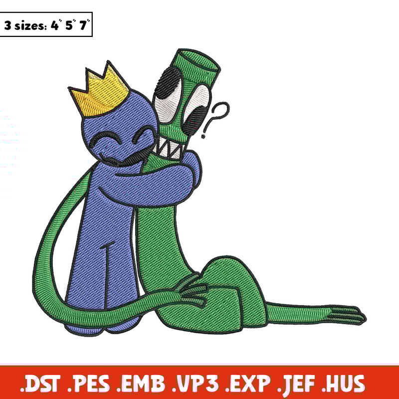 Green x blue Rainbow Embroidery Design, Rainbow Friends Embroidery, Embroidery File, Anime Embroidery, Digital download.jpg