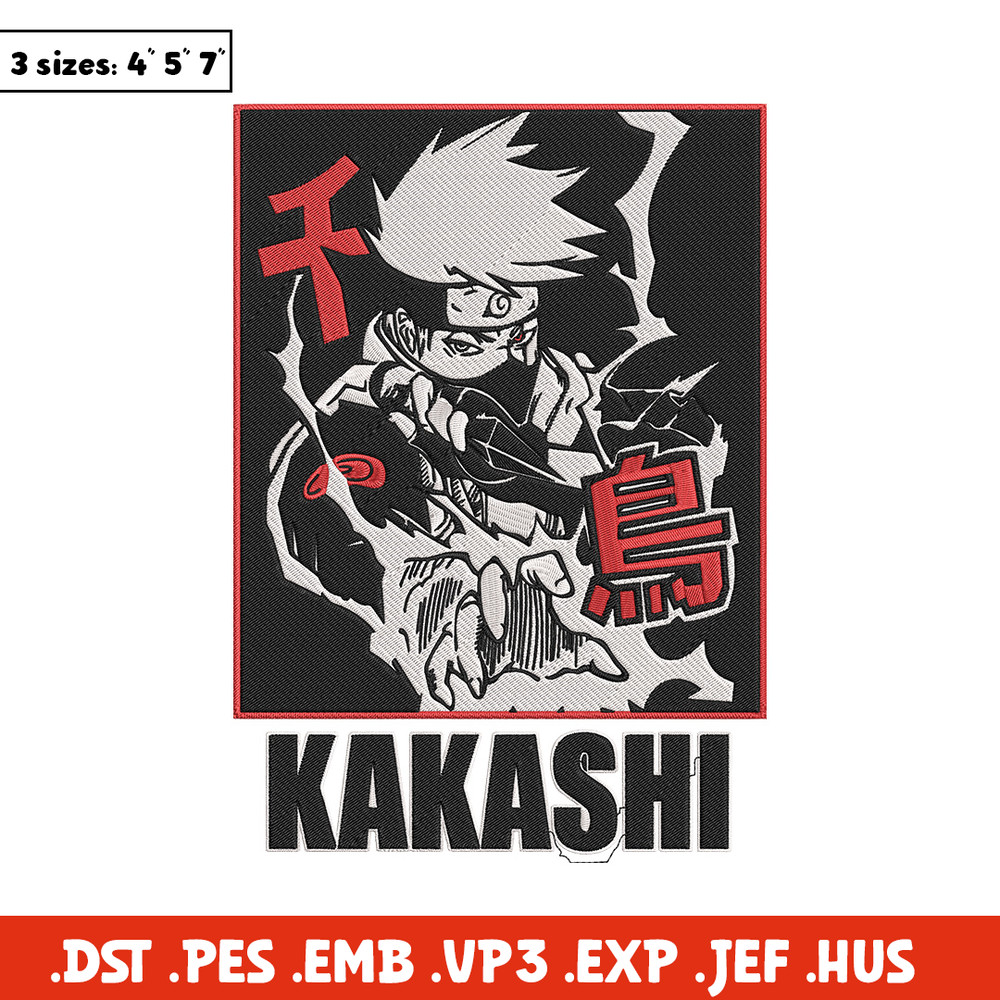 Hatake Kakashi Embroidery Design, Naruto Embroidery, Embroidery File, Anime Embroidery, Anime shirt, Digital download.jpg