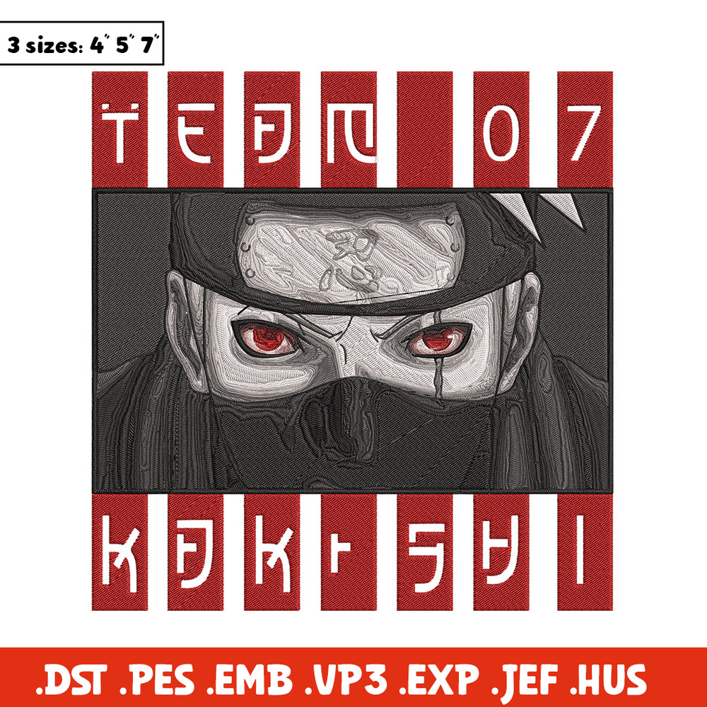 Hatake Kakashi Embroidery Design, Naruto Embroidery, Embroidery File, Anime Embroidery, Anime shirt,Digital download.jpg
