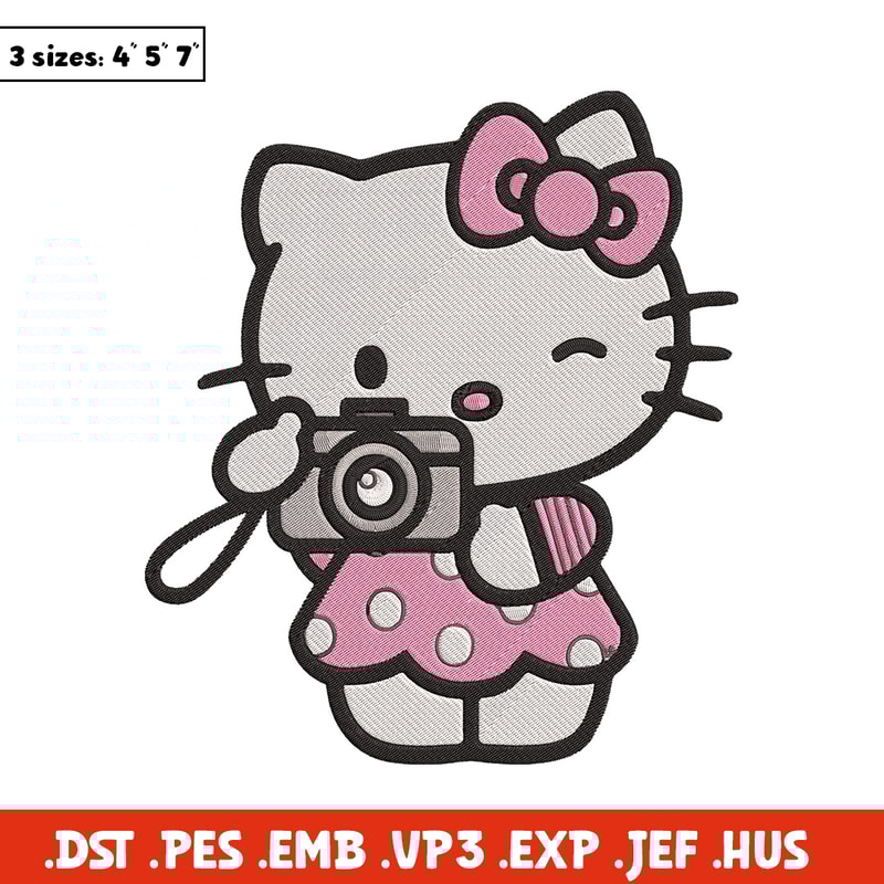 Hello kitty camera Embroidery Design, Hello kitty Embroidery, Embroidery File, Anime Embroidery, Digital download.jpg