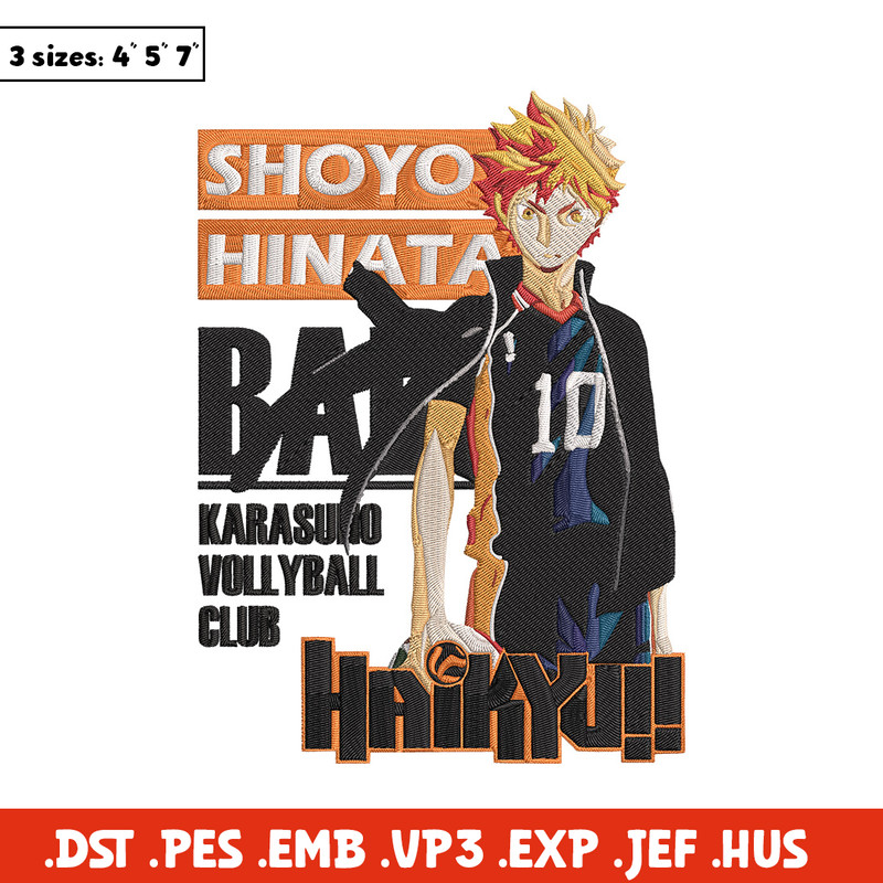 Hinata poster Embroidery Design, Haikyuu Embroidery, Embroidery File, Anime Embroidery, Anime shirt, Digital download.jpg