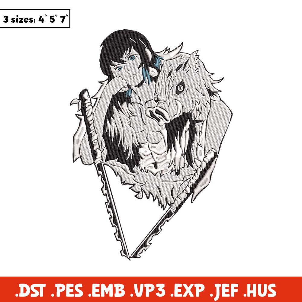 Inosuke poster Embroidery Design,Demon slayer Embroidery, Embroidery File,Anime Embroidery,Anime shirt,Digital download.jpg