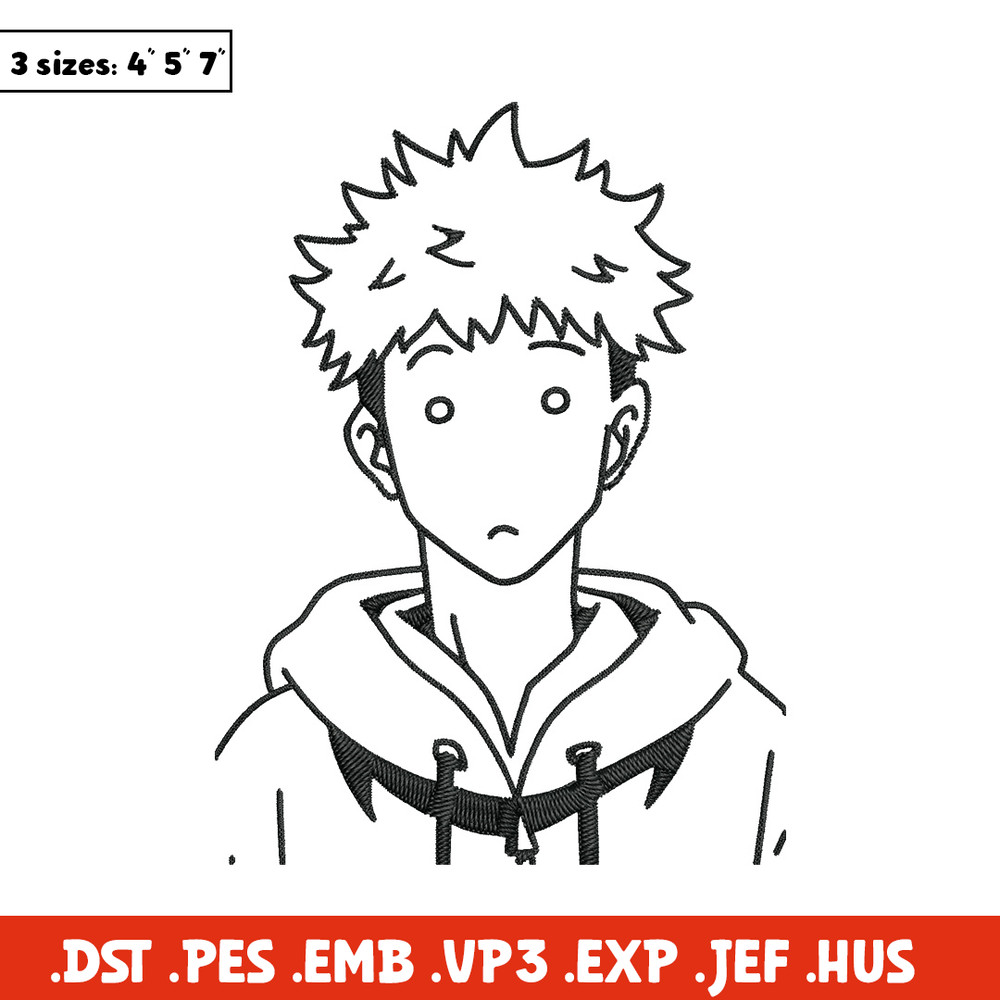 Itadori Yuji Embroidery Design,Jujutsu Embroidery, Embroidery File, Anime Embroidery, Anime shirt, Digital download.jpg