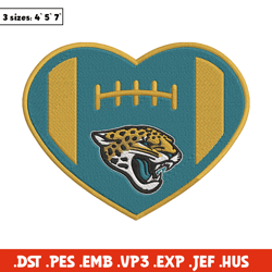 Jacksonville Jaguars Heart embroidery design, Jacksonville Jaguars embroidery, NFL embroidery, logo sport embroidery. (2